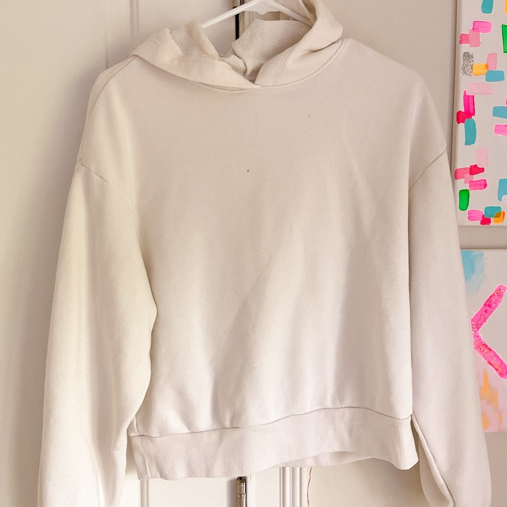 Prologue White cropped hoodie